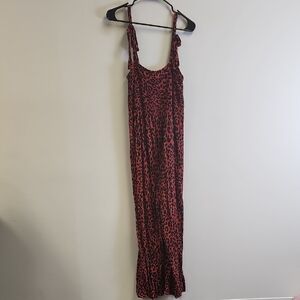 Enfocus Studio Red and Black Leopard Print Jumpsuit